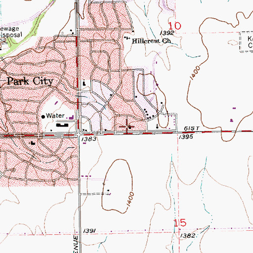Topographic Map of Park City Church of the Nazarene, KS