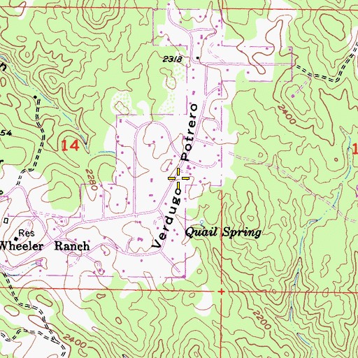 Topographic Map of Verdugo Potrero, CA