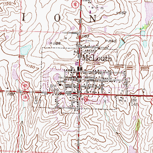Topographic Map of McLouth Public Library, KS
