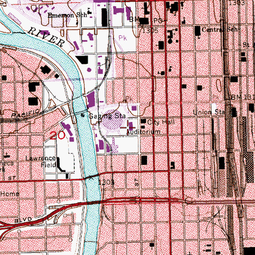 Topographic Map of Wichita Public Library - Central, KS