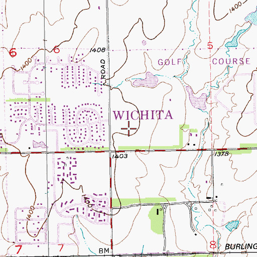 Topographic Map of Wichita Public Library - Comotara Branch, KS