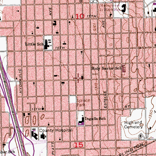 Topographic Map of Brotherhood Presbyterian Church, KS