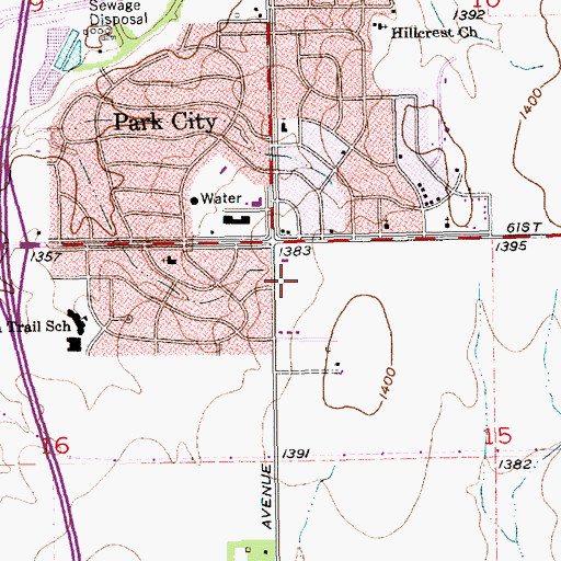 Topographic Map of Park City City Hall, KS