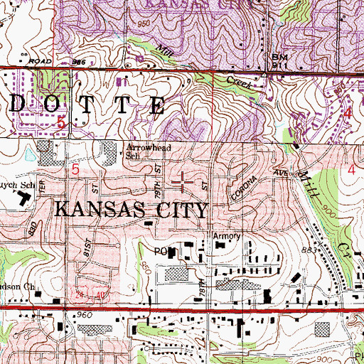 Topographic Map of Kansas City Presbyterian Manor Nursing Home, KS