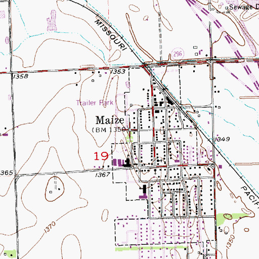 Topographic Map of Maize Municipal Court, KS
