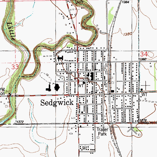 Topographic Map of Sedgwick Senior Center, KS