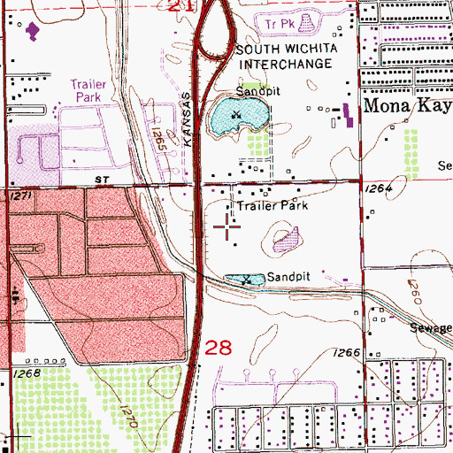 Topographic Map of Young Mobile Home Park, KS