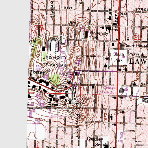 Topographic Map of University of Kansas - Lawrence Campus Smith Hall, KS
