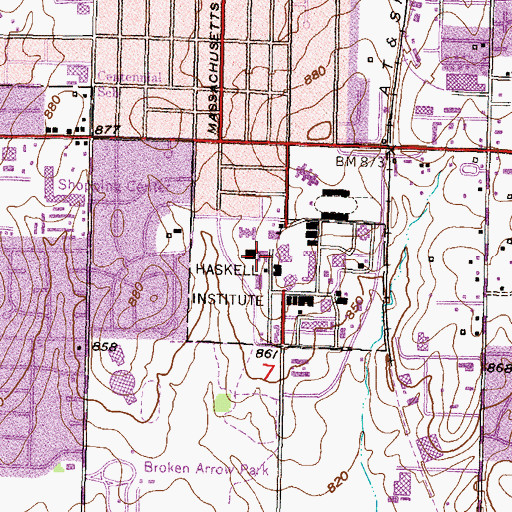 Topographic Map of Haskell Indian Nations University - Minoka Hall, KS