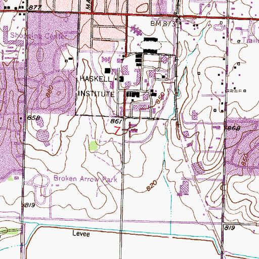 Topographic Map of Haskell Indian Nations University - South Winnemucca Hall, KS
