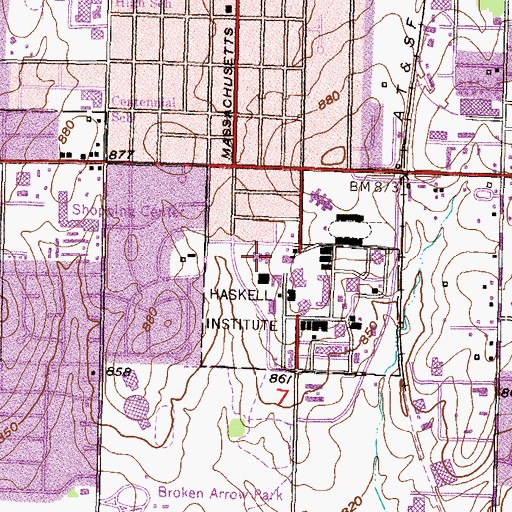 Topographic Map of Haskell Indian Nations University - Winona Hall, KS