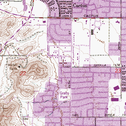 Topographic Map of Stony Mountain Villas, AZ