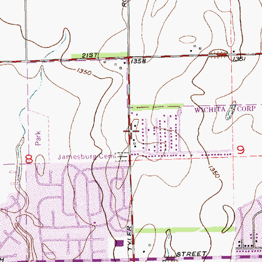 Topographic Map of Midland Baptist Church, KS
