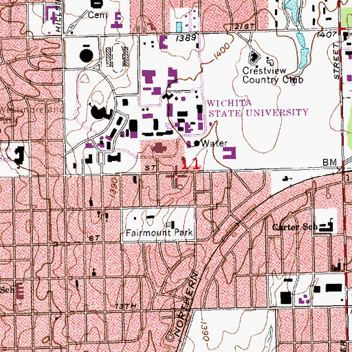Topographic Map of Wichita State University - Lutheran Student Center, KS
