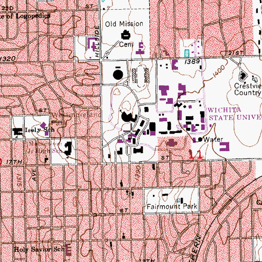 Topographic Map of Wichita State University - McKinley Hall, KS