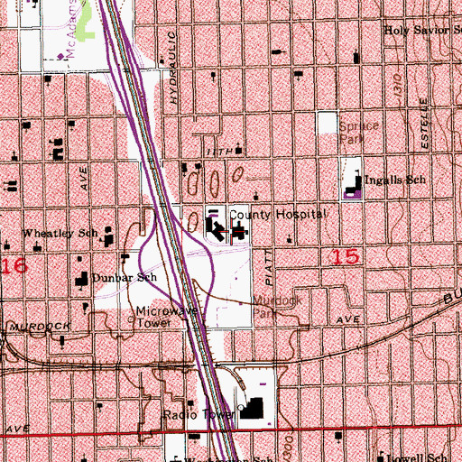 Topographic Map of Sedgwick County Health Department, KS