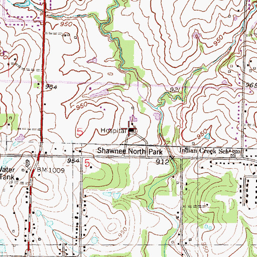 Topographic Map of Shawnee North Community Center, KS
