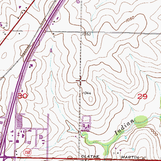 Topographic Map of Indian Creek Office Park, KS