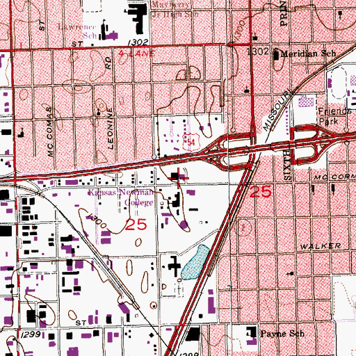 Topographic Map of Newman University - Gorges Atrium, KS