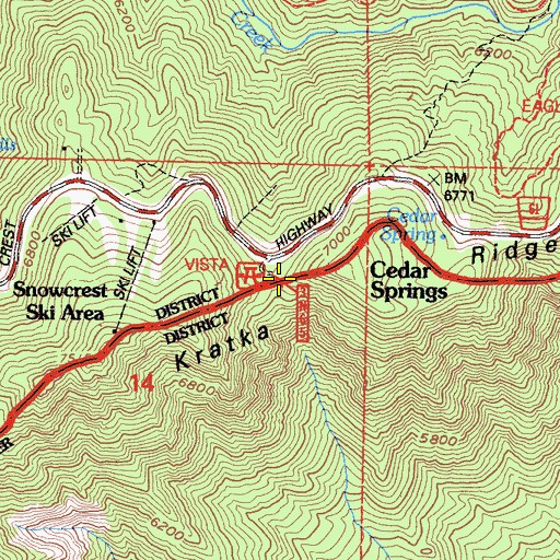 Topographic Map of Vista Picnic Ground, CA