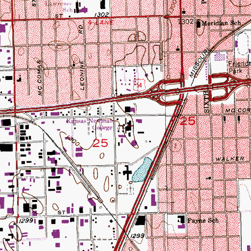 Topographic Map of Newman University - Sacred Heart Hall, KS