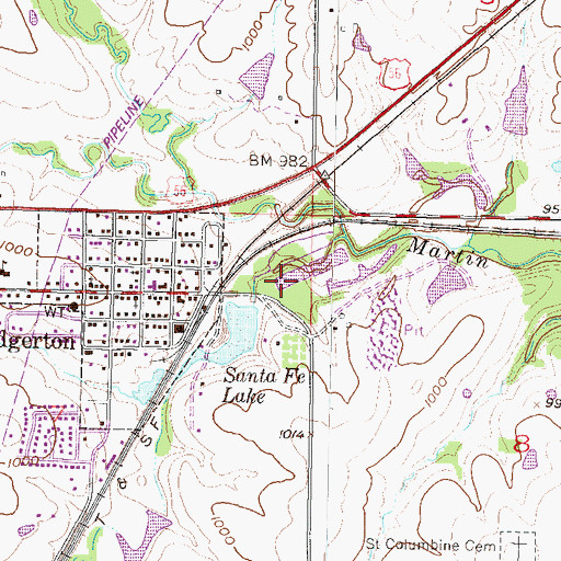 Topographic Map of Edgerton Wastewater Plant, KS