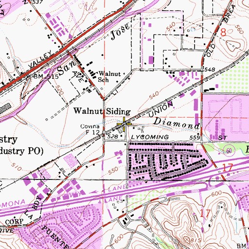 Topographic Map of Walnut Siding, CA