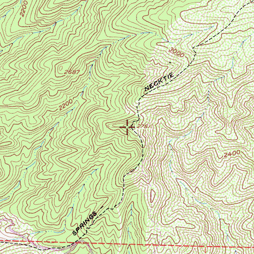Topographic Map of Warm Springs Necktie Trail, CA