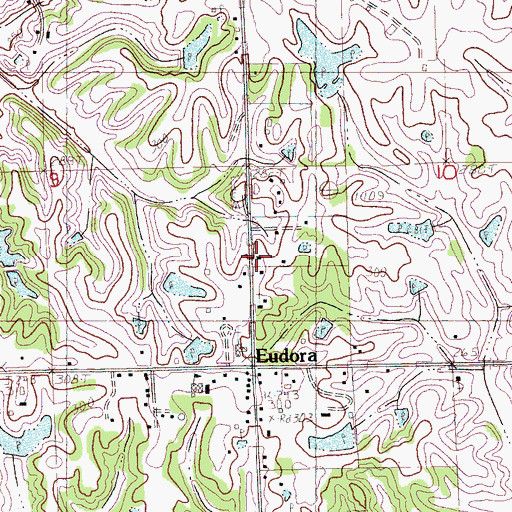 Topographic Map of Eudora Presbyterian Church, MS