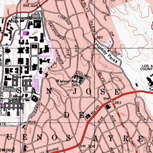 Topographic Map of Warner Elementary School, CA