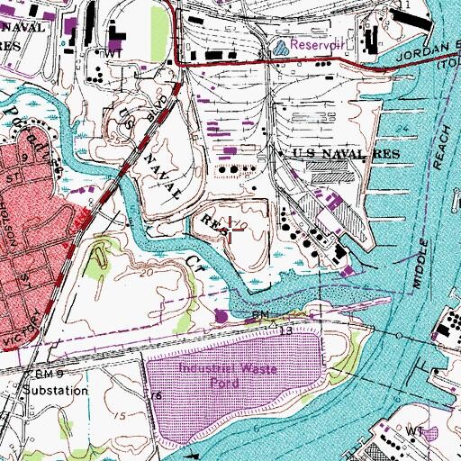 Topographic Map of Naval Shipyard Norfolk, VA