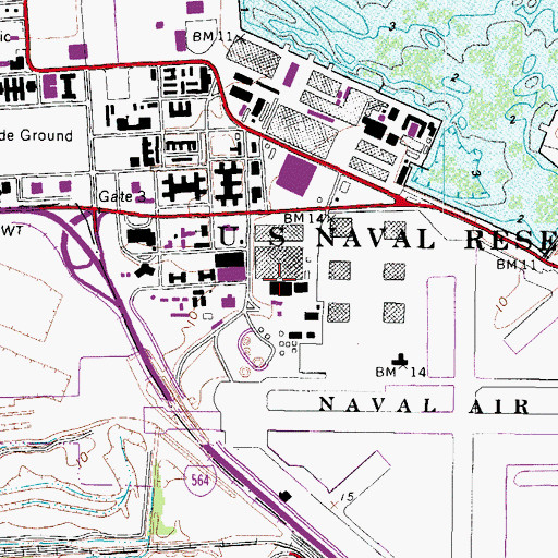 Topographic Map of Naval Station Norfolk, VA