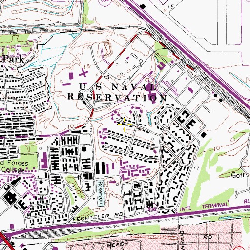 Topographic Map of Naval Support Activity Norfolk, VA