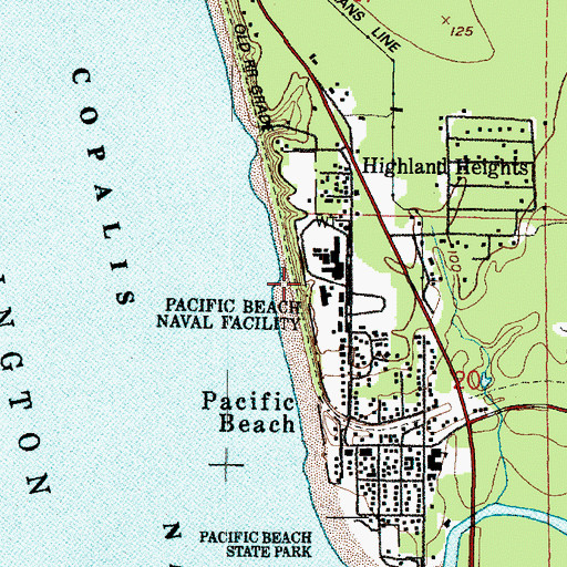 Topographic Map of Pacific Beach Resort and Conference Center, WA