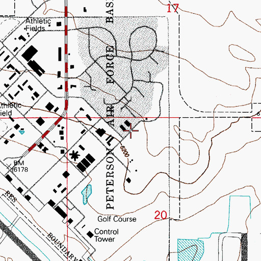Topographic Map of Peterson Air Force Base, CO