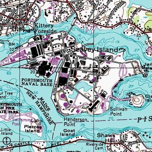 Topographic Map of Portsmouth Naval Shipyard, ME
