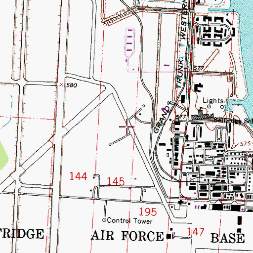 Topographic Map of Selfridge Air National Guard Base, MI