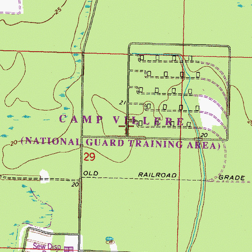 Topographic Map of Camp Villere, LA