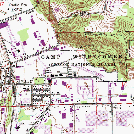 Topographic Map of Camp Withycombe, OR