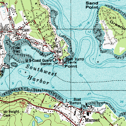 Topographic Map of Coast Guard Station Southwest Harbor, ME