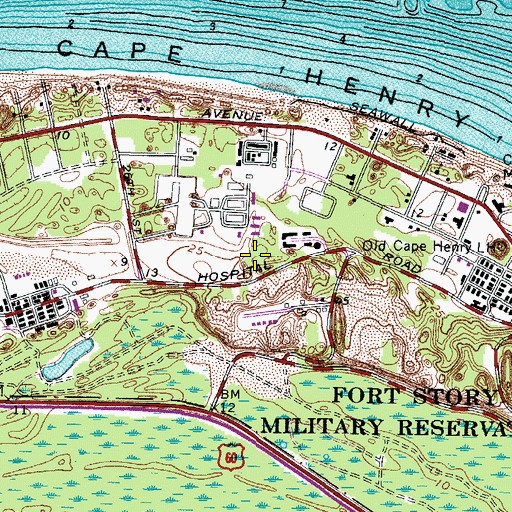 Topographic Map of Fort Story, VA