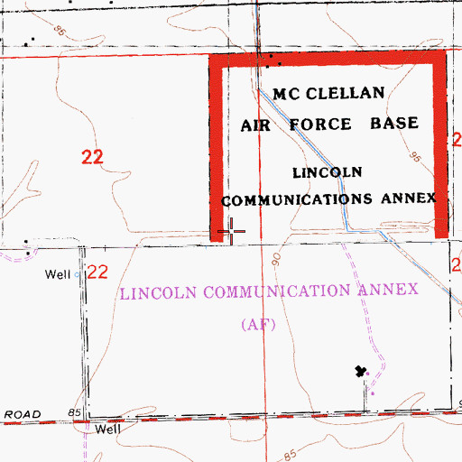 Topographic Map of Lincoln Communication Annex, CA