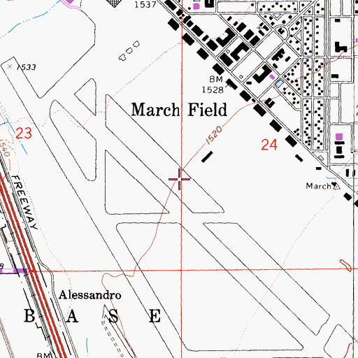 Topographic Map of March Air Reserve Base, CA