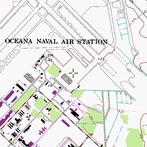 Topographic Map of Naval Air Station Oceanna, VA