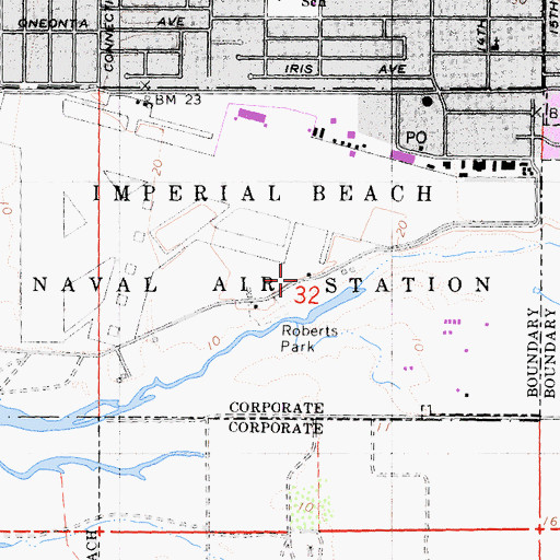 Topographic Map of Naval Outlying Field Imperial Beach, CA