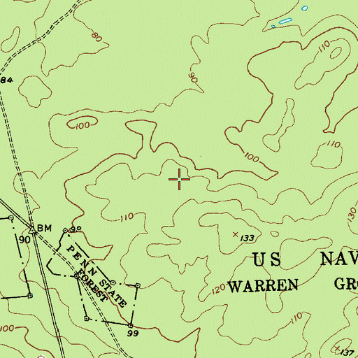 Topographic Map of Warren Grove Range, NJ