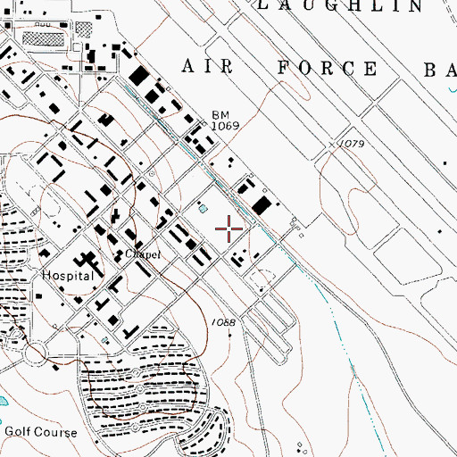 Topographic Map of Laughlin Air Force Base, TX
