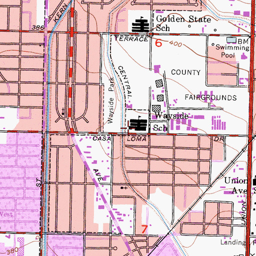 Topographic Map of Wayside Elementary School, CA