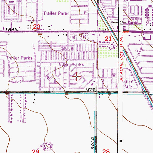 Topographic Map of Sunrise Vista Mobile Home Park, AZ