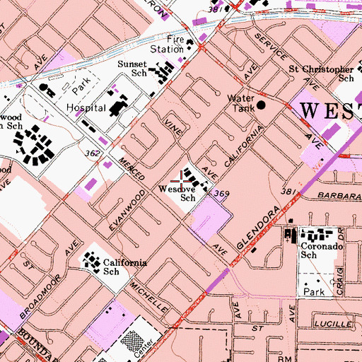 Topographic Map of Wescove Elementary School, CA